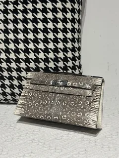 Lizard Leather Natural Pattern Silver Hardware Series I Flap Shoulder Bag WLB103 image 2