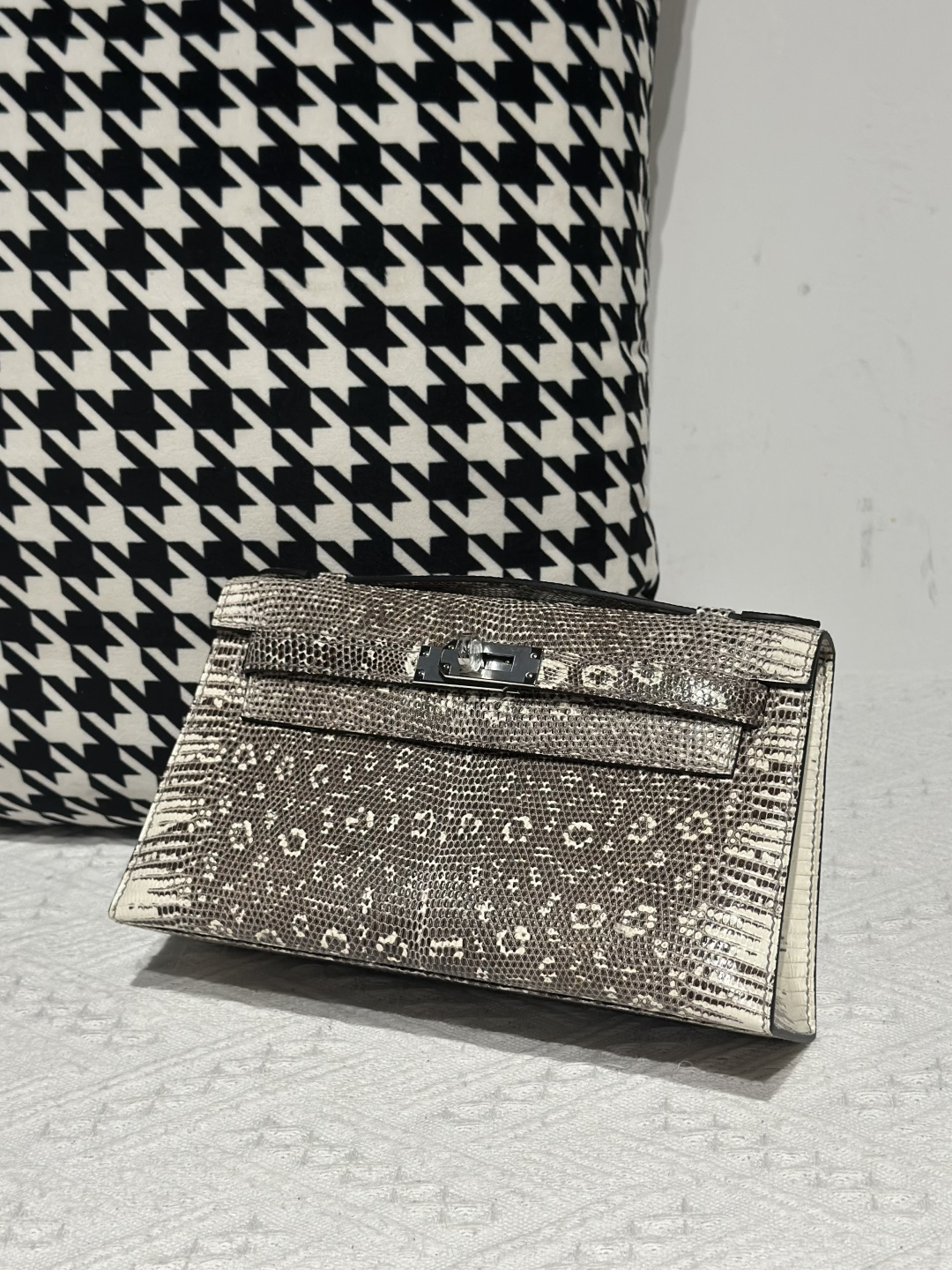 Lizard Leather Natural Pattern Silver Hardware Series I Flap Shoulder Bag WLB103 photo 2