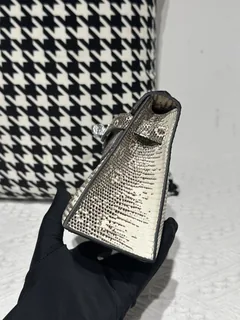 Lizard Leather Natural Pattern Silver Hardware Series I Flap Shoulder Bag WLB103 image 4