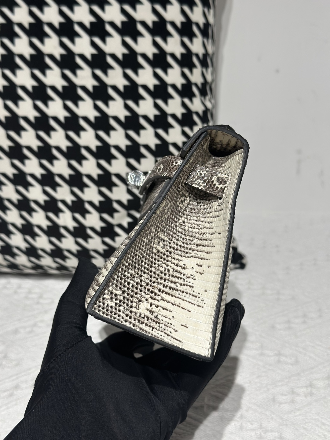 Lizard Leather Natural Pattern Silver Hardware Series I Flap Shoulder Bag WLB103 photo 4