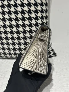 Lizard Leather Natural Pattern Silver Hardware Series I Flap Shoulder Bag WLB103 image 5