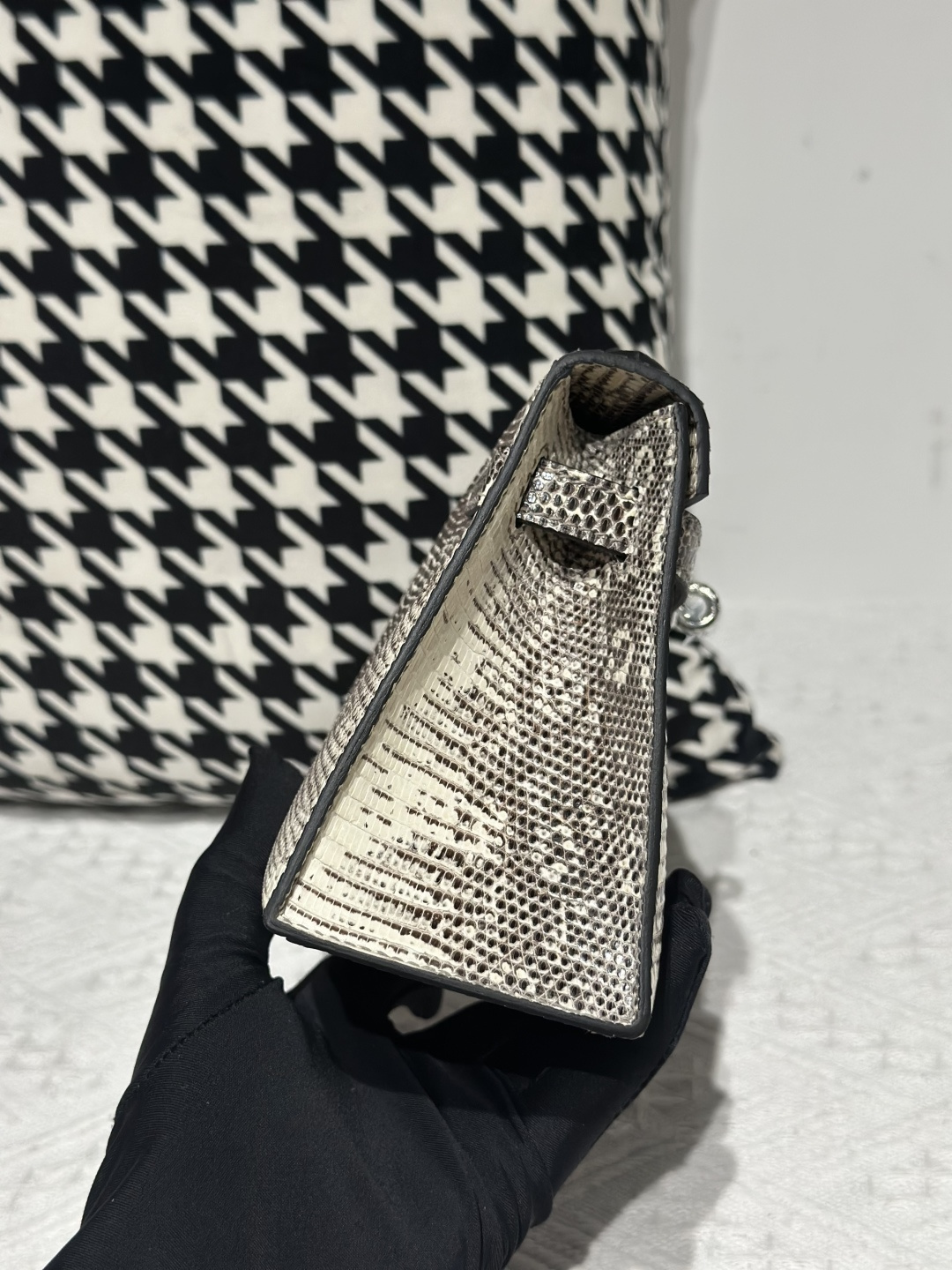Lizard Leather Natural Pattern Silver Hardware Series I Flap Shoulder Bag WLB103 photo 5