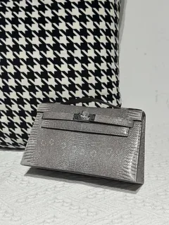 Lizard Leather Slate Blue Silver Hardware Series I Flap Shoulder Bag WLB106 image 2