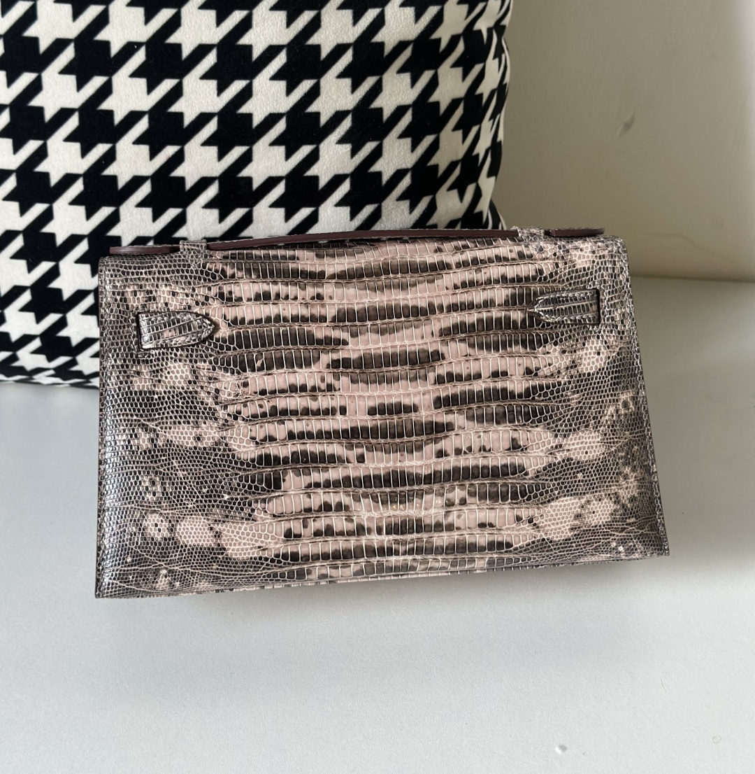 Lizard Leather Pink Silver Hardware Series I Flap Shoulder Bag WLB107 photo 3