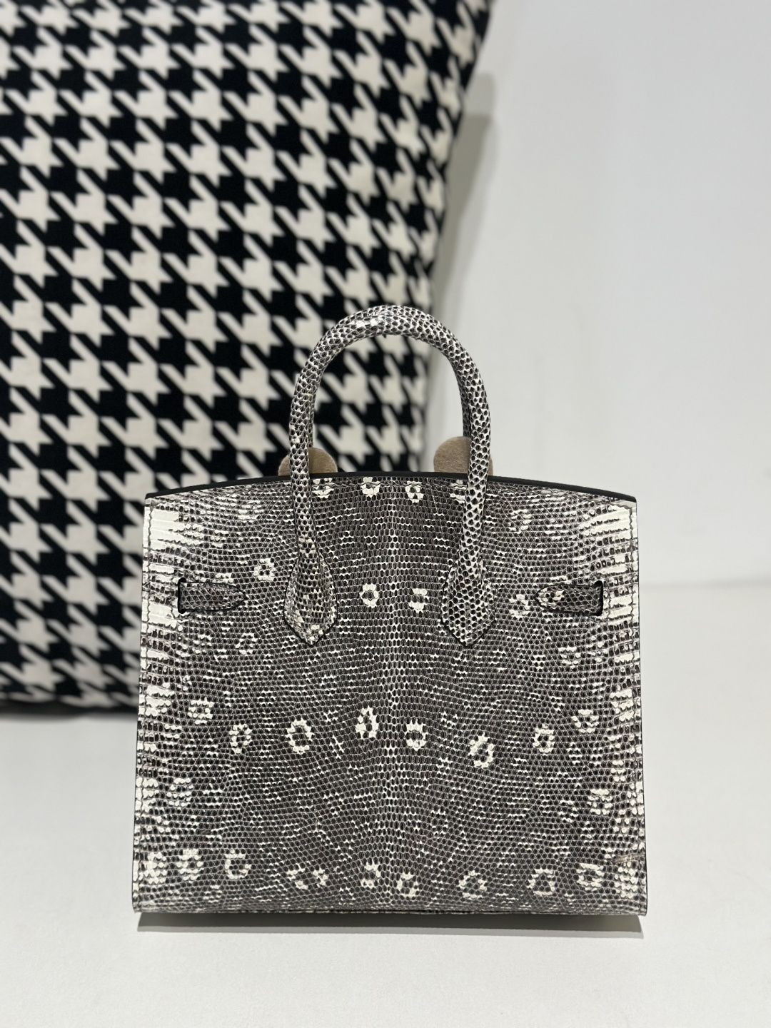 Lizard Leather 20cm Natural Pattern Silver Hardware Top Handle Tote Bag WLB113 photo 3