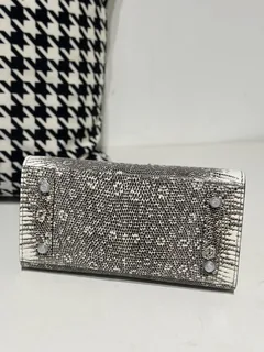 Lizard Leather 20cm Natural Pattern Silver Hardware Top Handle Tote Bag WLB113 image 6