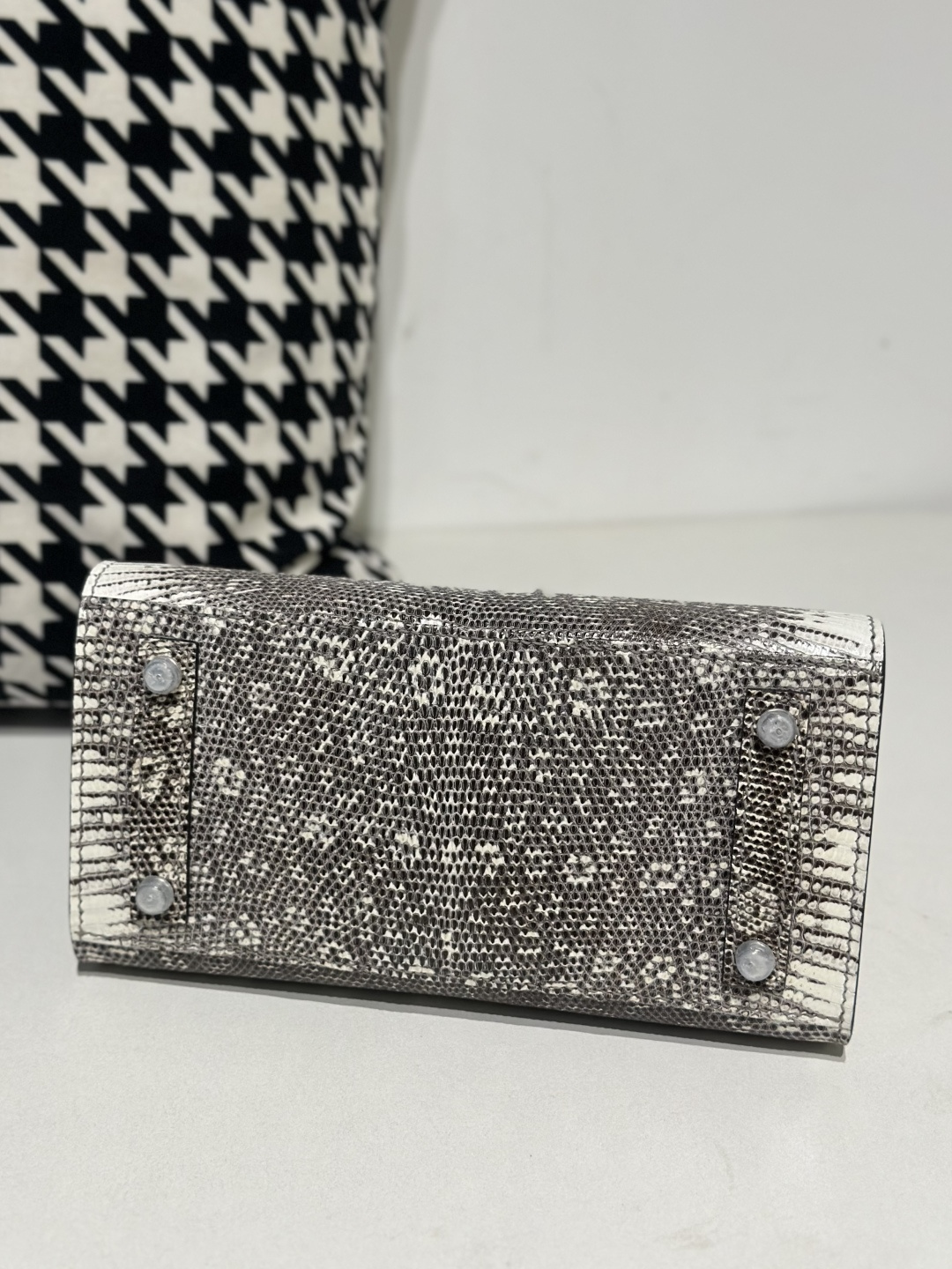 Lizard Leather 20cm Natural Pattern Silver Hardware Top Handle Tote Bag WLB113 photo 6