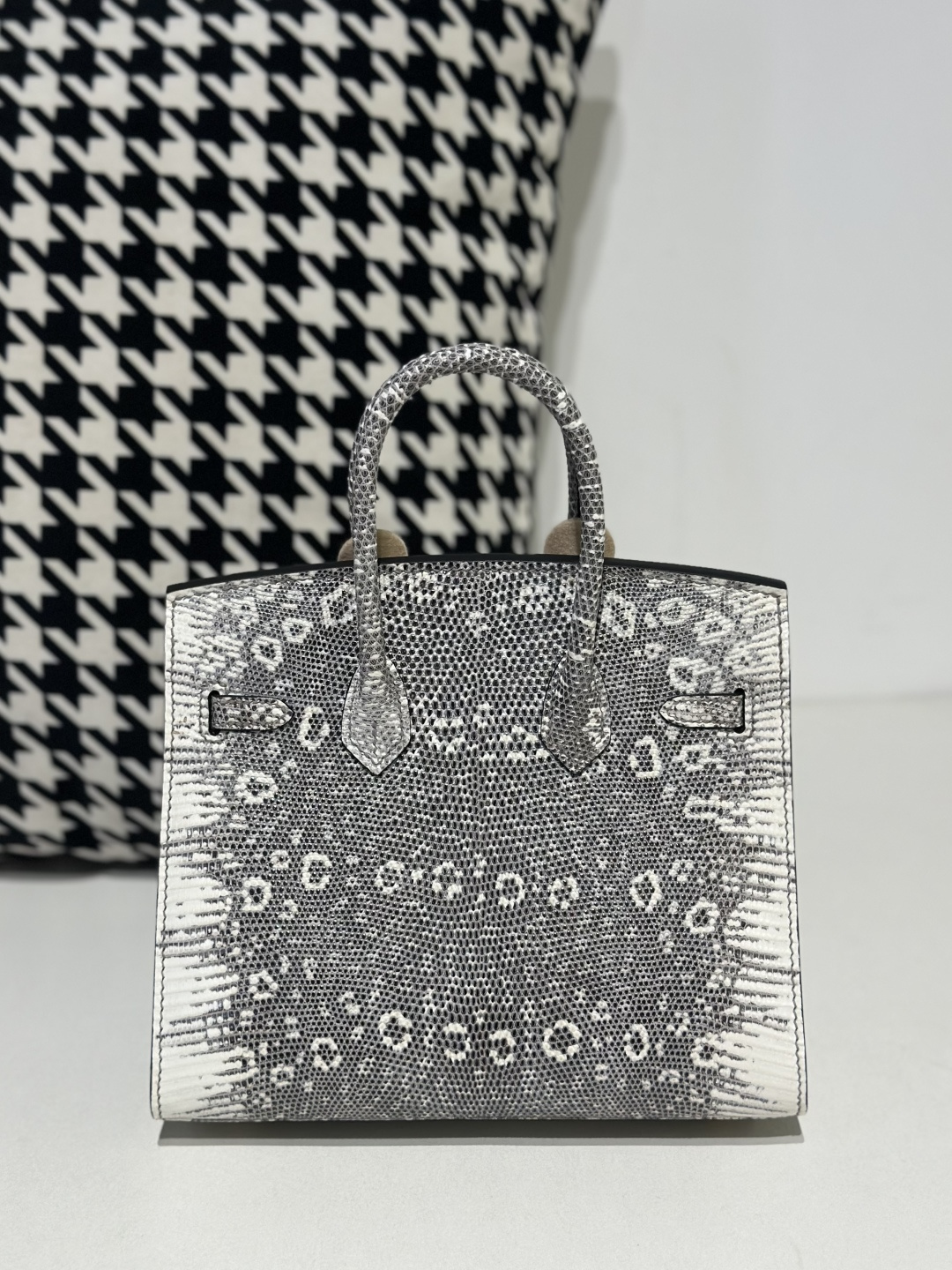 Lizard Leather 20cm Natural Pattern Gold Hardware Top Handle Tote Bag WLB114 photo 3