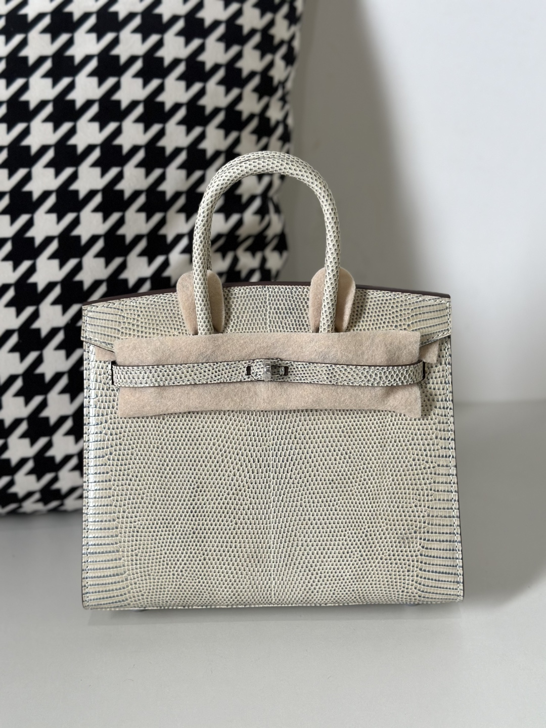 Lizard Leather 20cm Silver Hardware Top Handle Tote Bag WLB115