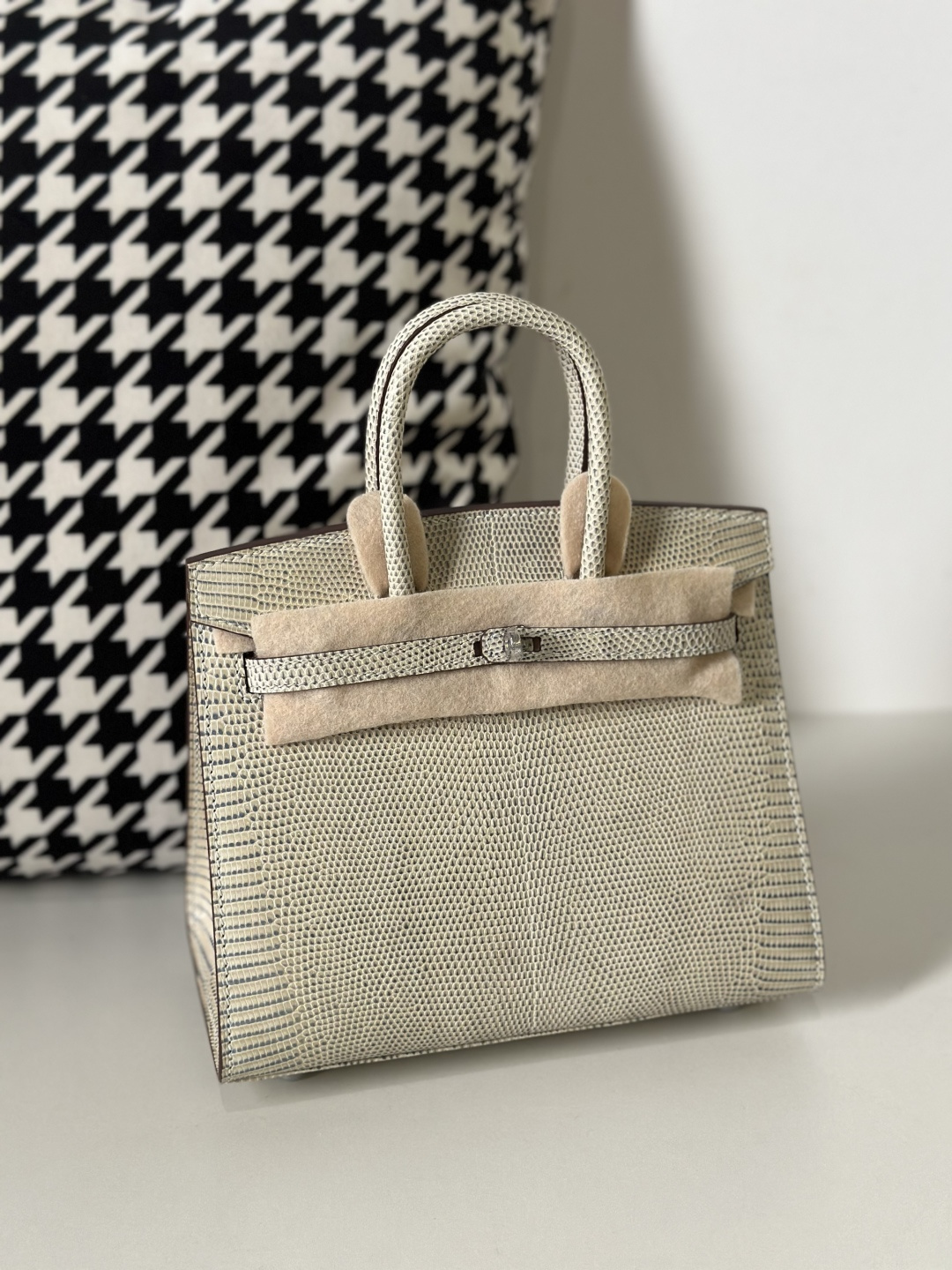 Lizard Leather 20cm Silver Hardware Top Handle Tote Bag WLB115 photo 2