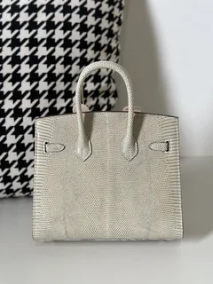 Lizard Leather 20cm Silver Hardware Top Handle Tote Bag WLB115 image 3