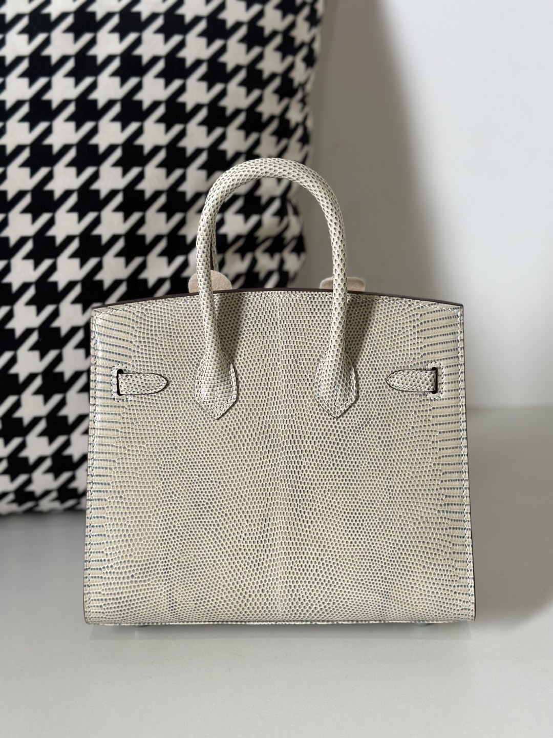 Lizard Leather 20cm Silver Hardware Top Handle Tote Bag WLB115 photo 3