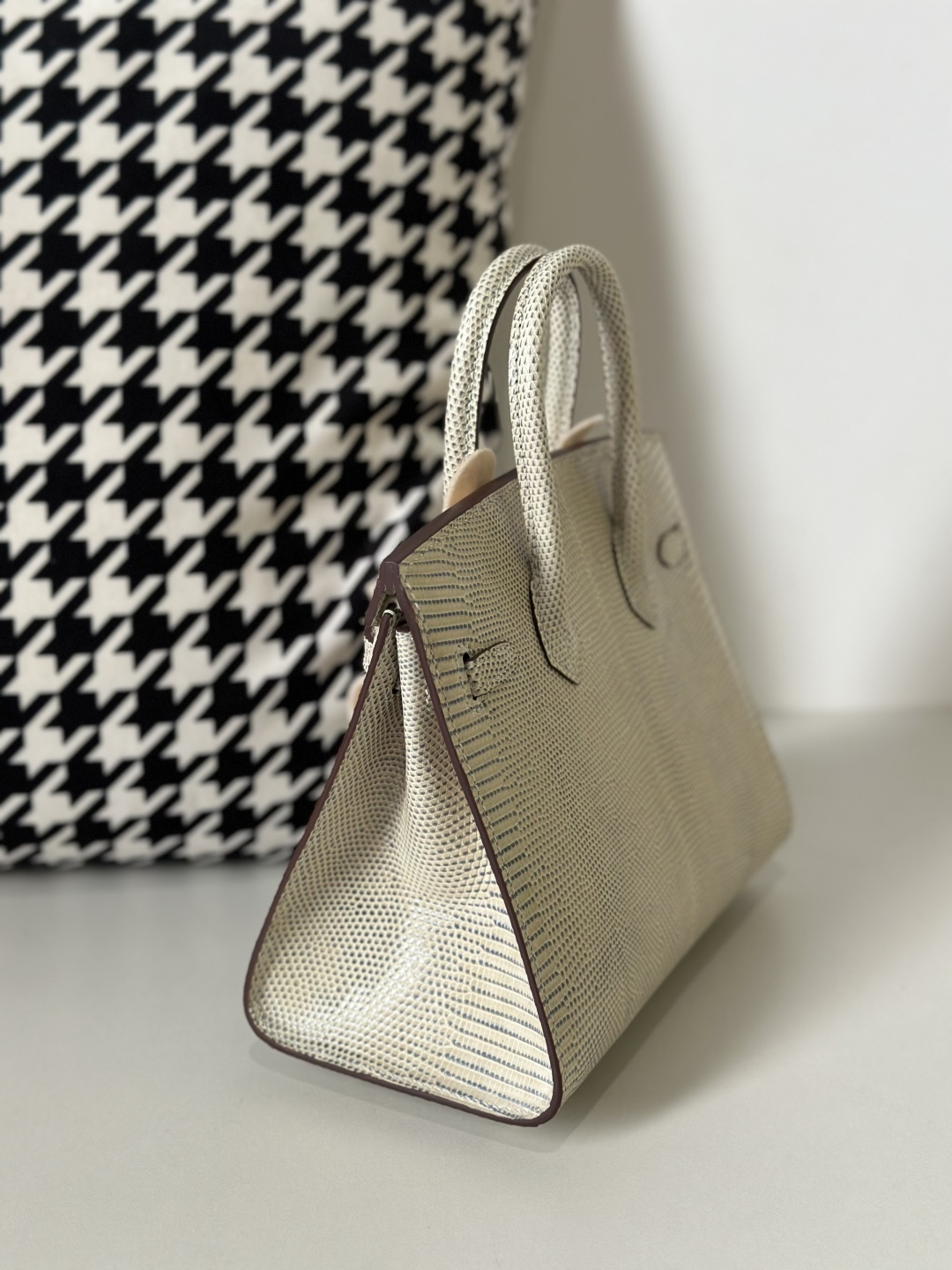 Lizard Leather 20cm Silver Hardware Top Handle Tote Bag WLB115 photo 4