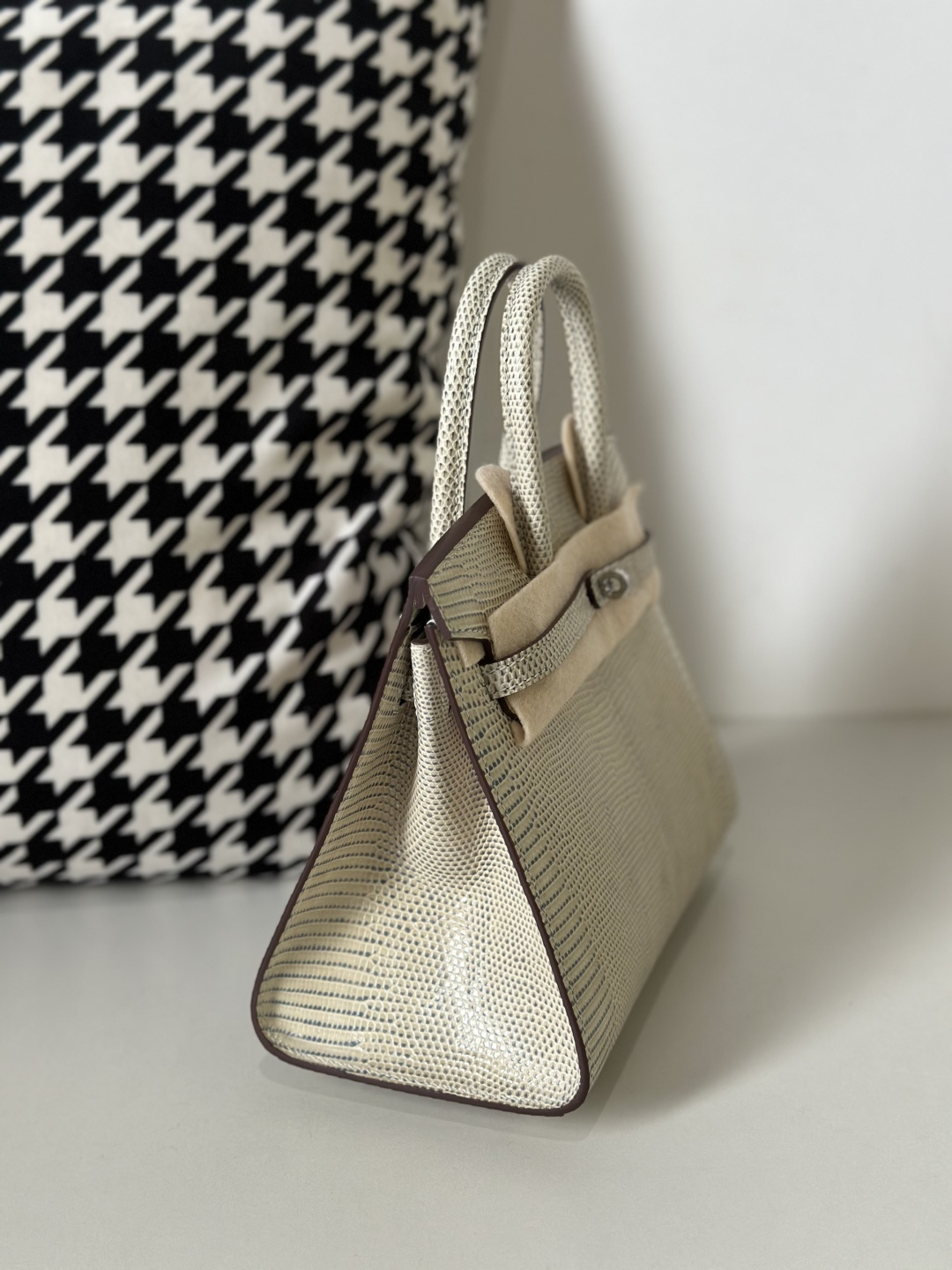 Lizard Leather 20cm Silver Hardware Top Handle Tote Bag WLB115 photo 5