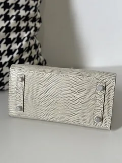 Lizard Leather 20cm Silver Hardware Top Handle Tote Bag WLB115 image 6