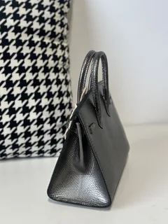 Lizard Leather Gray 20cm Silver Hardware Top Handle Tote Bag WLB116 image 4