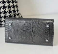 Lizard Leather Gray 20cm Silver Hardware Top Handle Tote Bag WLB116 image 6