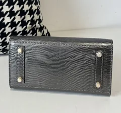 Lizard Leather Gray 20cm Gold Hardware Top Handle Tote Bag WLB117 image 6