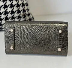 Lizard Leather 20cm Antique Bronze Gold Hardware Top Handle Tote Bag WLB118 image 6