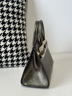 Lizard Leather 20cm Antique Bronze Silver Hardware Top Handle Tote Bag WLB119 image 5
