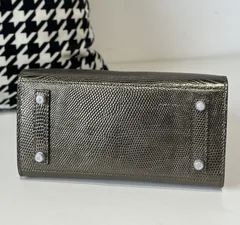Lizard Leather 20cm Antique Bronze Silver Hardware Top Handle Tote Bag WLB119 image 6
