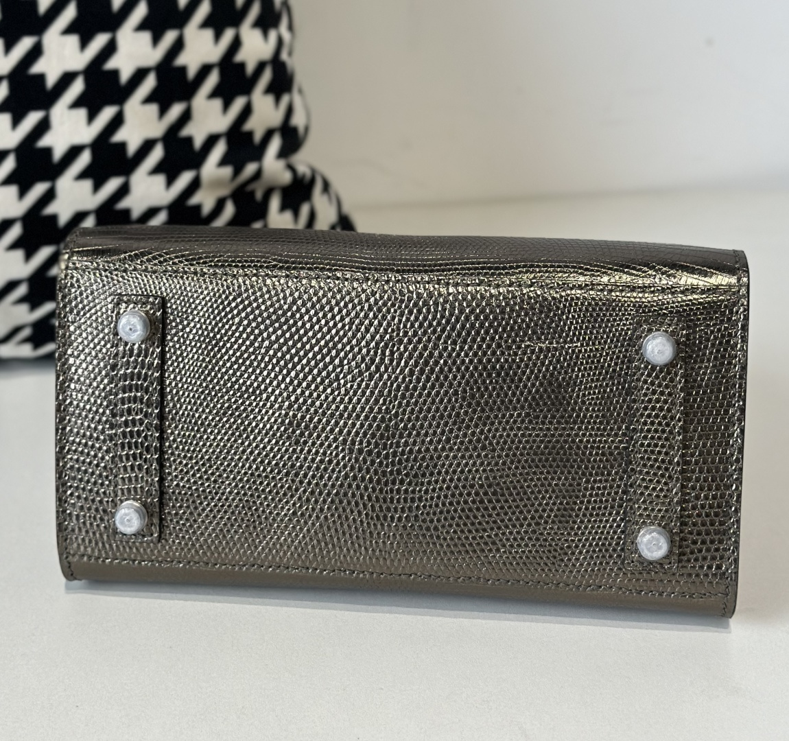 Lizard Leather 20cm Antique Bronze Silver Hardware Top Handle Tote Bag WLB119 photo 6