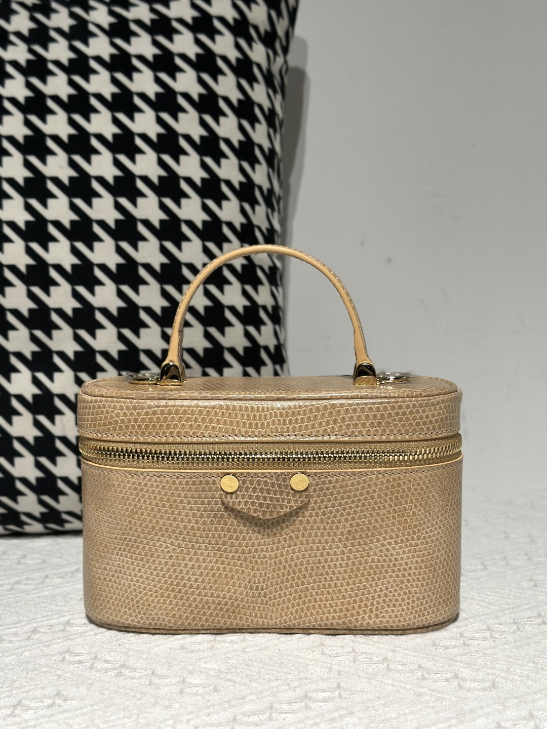 Lizard Leather Milk Tea Beige Gold Hardware Bag Collection WLB121