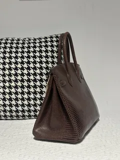 Lizard Leather Ebony 30cm Gold Hardware Top Handle Tote Bag WLB123 image 4