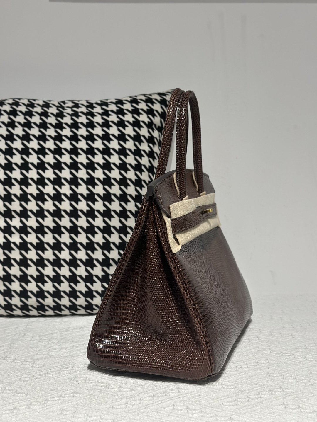 Lizard Leather Ebony 30cm Gold Hardware Top Handle Tote Bag WLB123 photo 5
