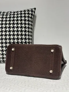 Lizard Leather Ebony 30cm Gold Hardware Top Handle Tote Bag WLB123 image 6