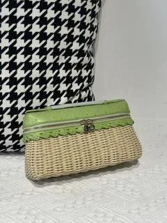 Ostrich Leather Woven 19cm Top Handle Bag WOB001 image 1