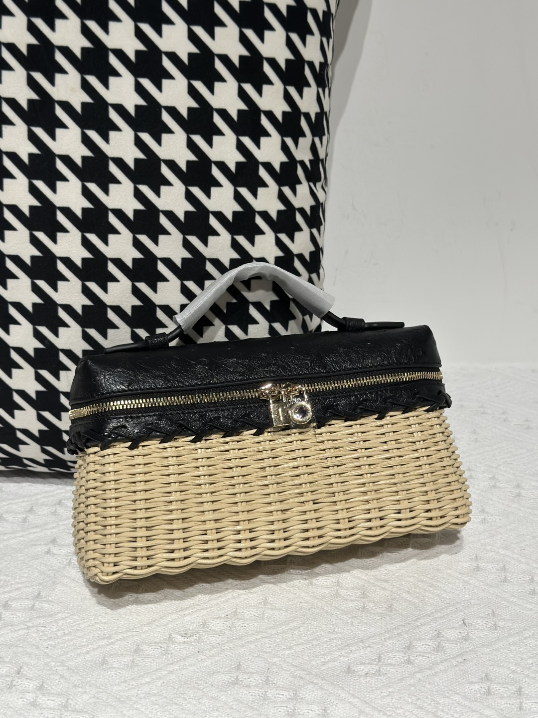 Ostrich Leather Woven 19cm Top Handle Bag WOB001 photo 5
