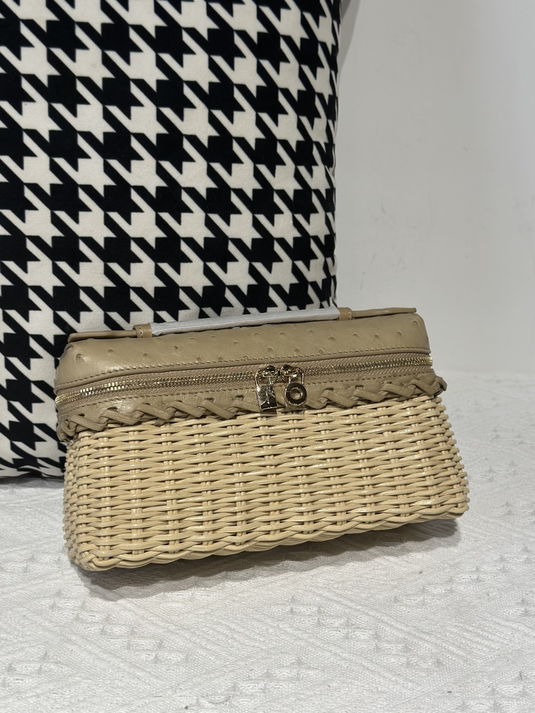 Ostrich Leather Woven 19cm Top Handle Bag WOB001 photo 6