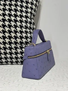 Ostrich Leather Lavender Purple Gold Hardware Top Handle Bag WOB020 image 5