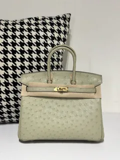 Ostrich Leather 25cm Top Handle Tote Bag Collection WOB039 image 1