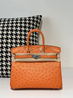 Ostrich Leather 25cm Top Handle Tote Bag Collection WOB039 image 3