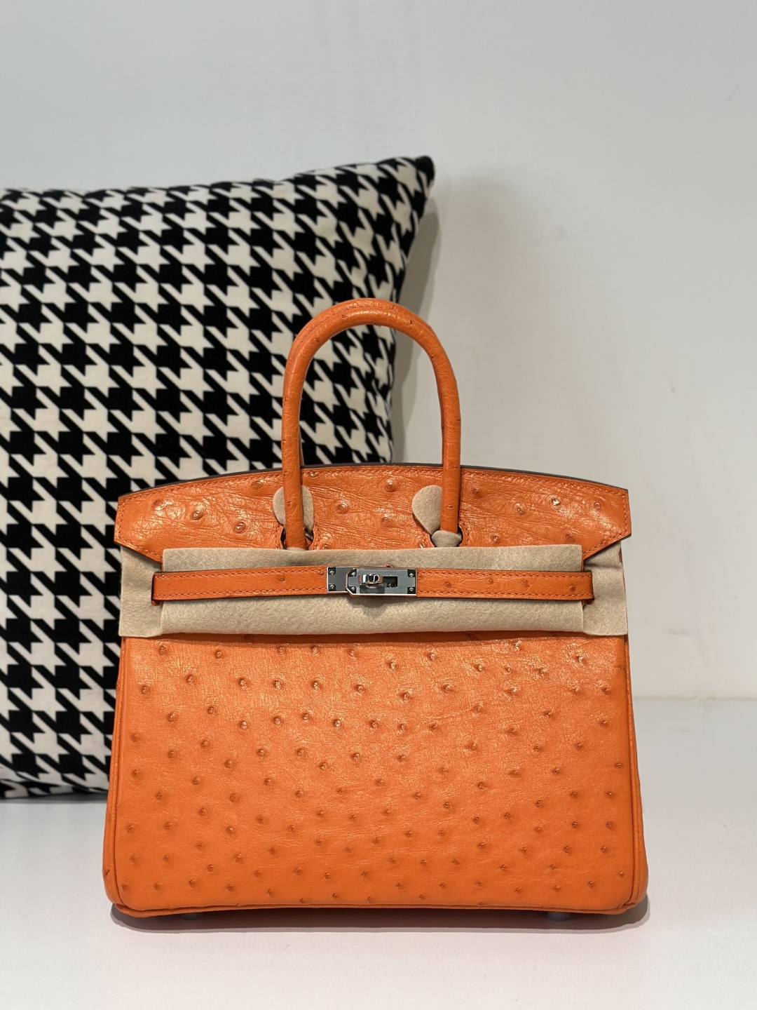 Ostrich Leather 25cm Top Handle Tote Bag Collection WOB039 image 3