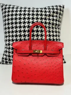 Ostrich Leather 25cm Top Handle Tote Bag Collection WOB039 image 4