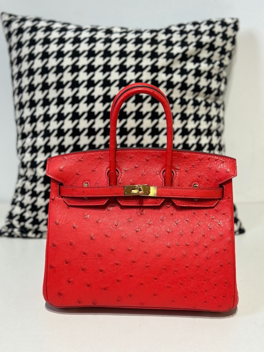 Ostrich Leather 25cm Top Handle Tote Bag Collection WOB039 image 4