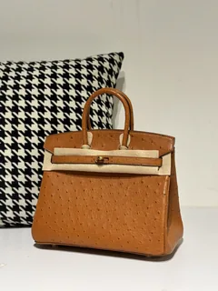 Ostrich Leather 25cm Top Handle Tote Bag Collection WOB039 image 5