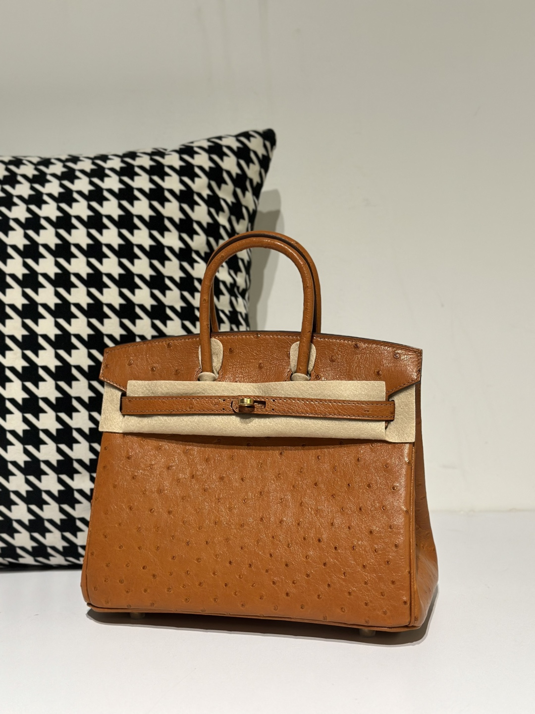 Ostrich Leather 25cm Top Handle Tote Bag Collection WOB039 image 6