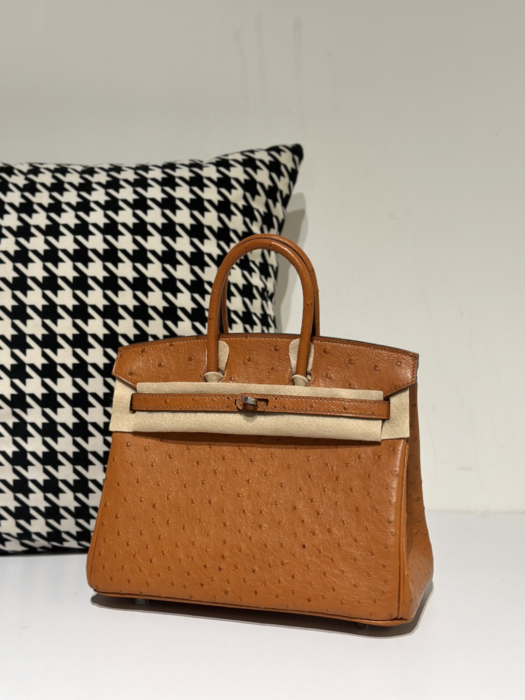 Ostrich Leather 25cm Top Handle Tote Bag Collection WOB039 image 7