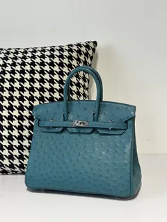 Ostrich Leather 25cm Top Handle Tote Bag Collection WOB039 image 15