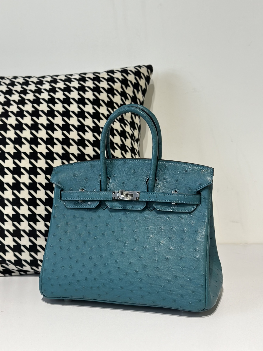 Ostrich Leather 25cm Top Handle Tote Bag Collection WOB039 image 15