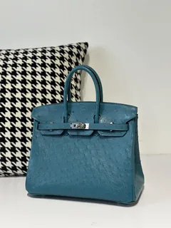 Ostrich Leather 25cm Top Handle Tote Bag Collection WOB039 image 16