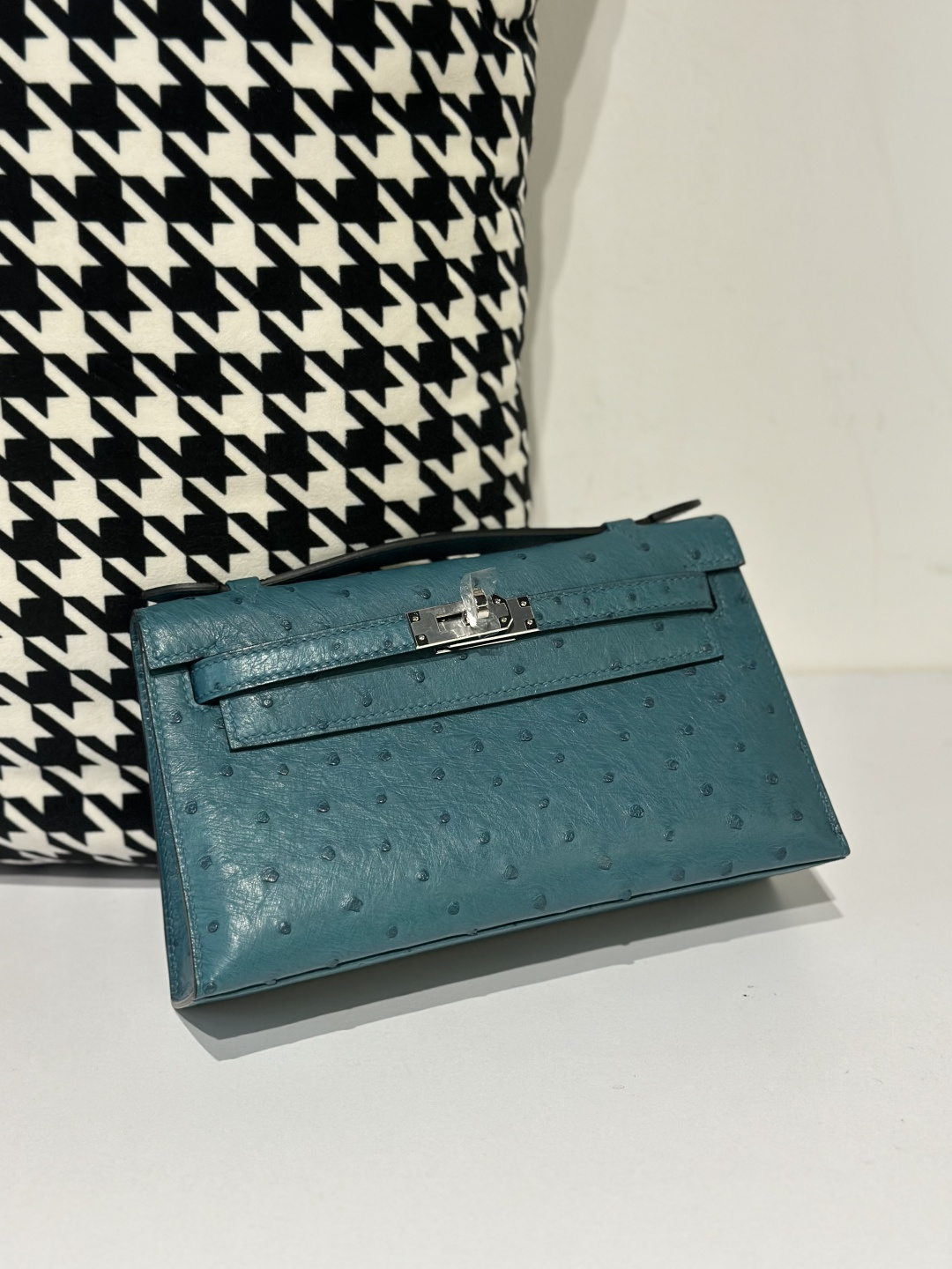 Ostrich Leather Silver Hardware Series I Top Handle Clutch Bag Collection WOB040 image 2