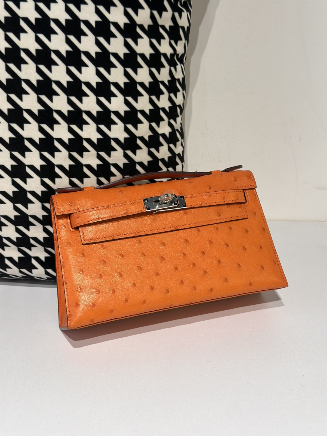 Ostrich Leather Silver Hardware Series I Top Handle Clutch Bag Collection WOB040 image 9