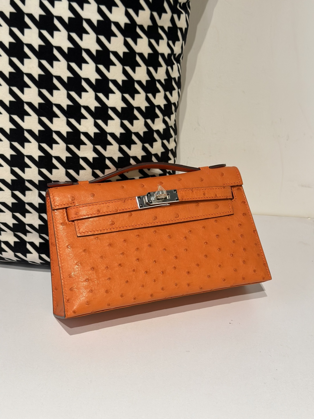 Ostrich Leather Silver Hardware Series I Top Handle Clutch Bag Collection WOB040 image 10