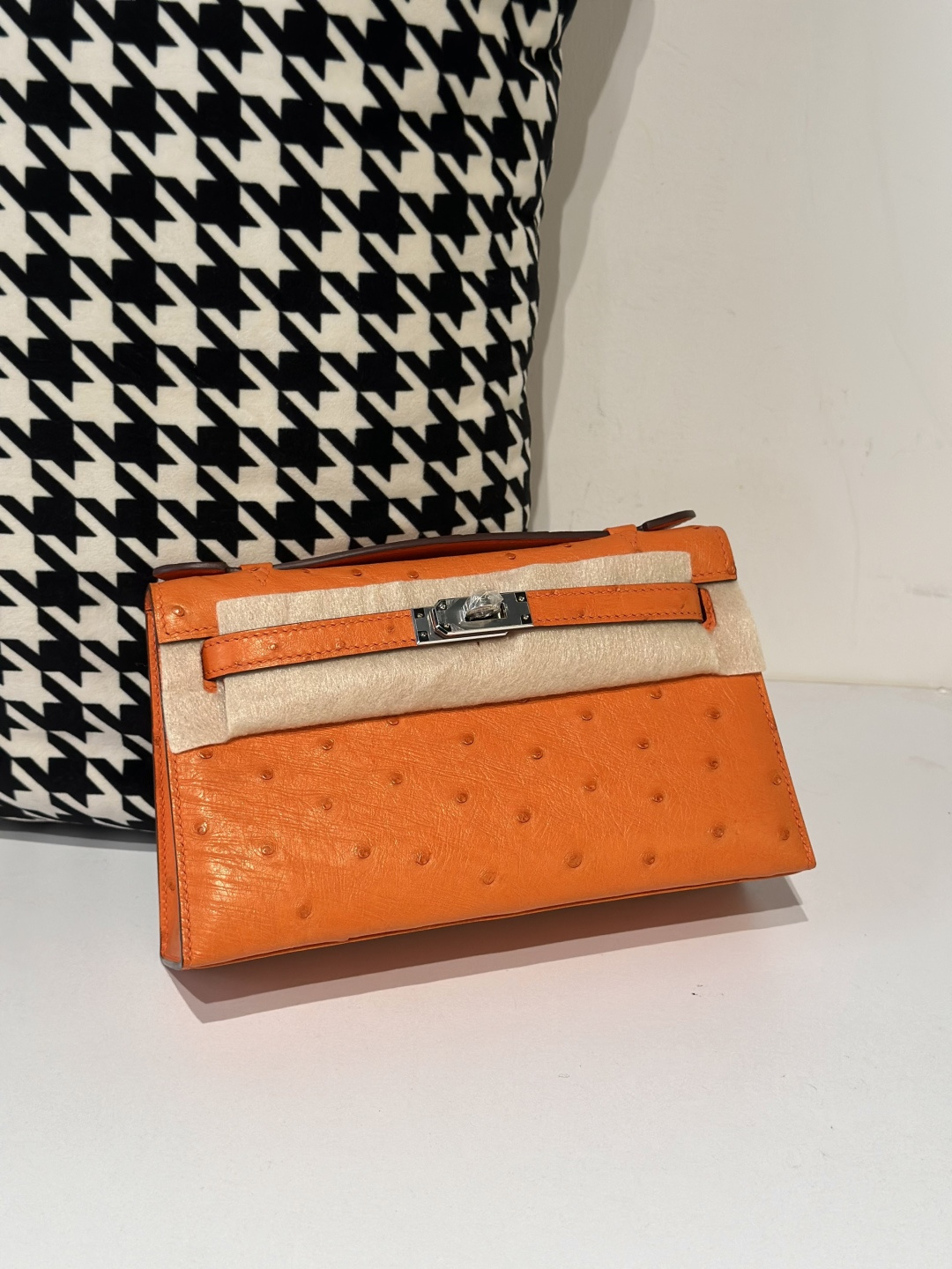 Ostrich Leather Silver Hardware Series I Top Handle Clutch Bag Collection WOB040 image 11