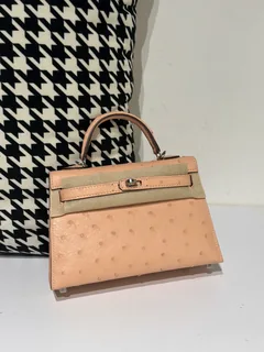 Ostrich Leather Silver Hardware Series II Turn-Lock Top Handle Bag Collection WOB041 image 3